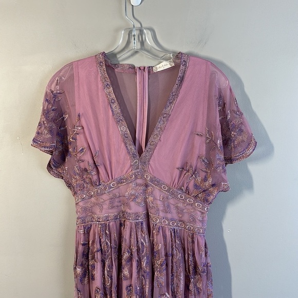 Altar'd State Mariska Lace Embroidered Maxi Dress Lilac Purple Size S Fairy - Picture 5 of 16